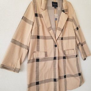 Nordstrom brand Sanctuary Catalina Camel Plaid Coat Coatigan Size 1X